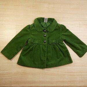Gymboree Green Velvet Toddler Girls Jacket 18-24 M